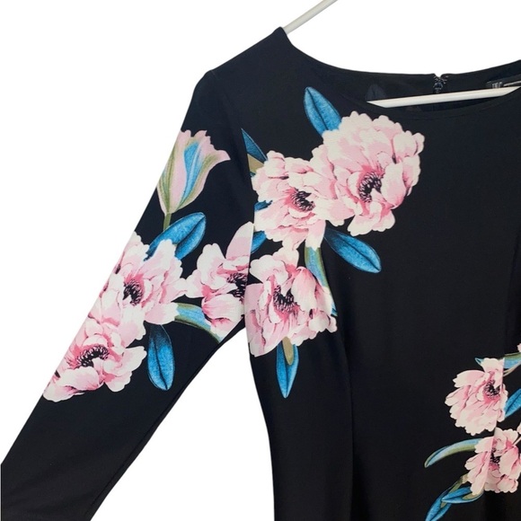 INC International concepts 34 sleeve black floral sheath dress - Picture 7 of 13